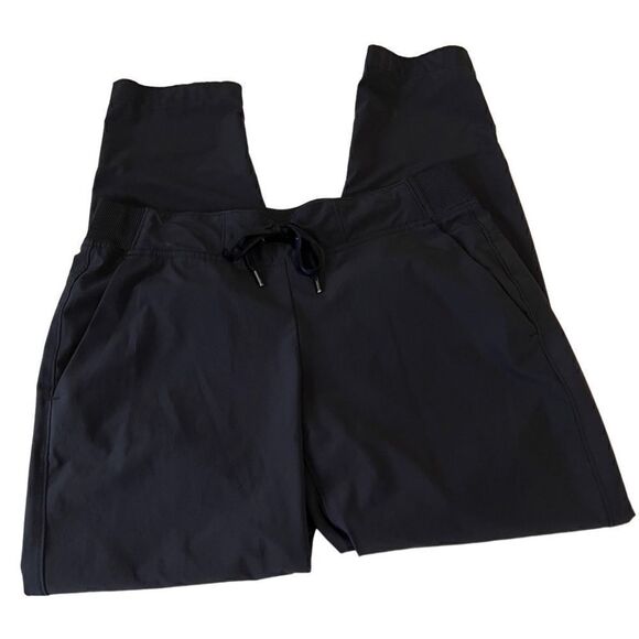 Athleta Black Drawstring Stretch Waist Athleisure Pants Size 6 - Picture 1 of 16